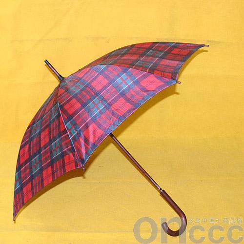 Polyester silk wood middle bar grid umbrella, straight pole umbrella