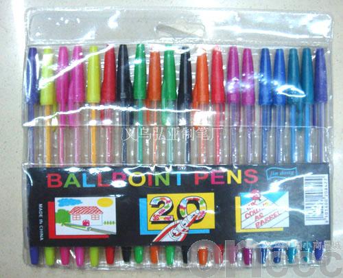 Colored ballpoint pens with hooks