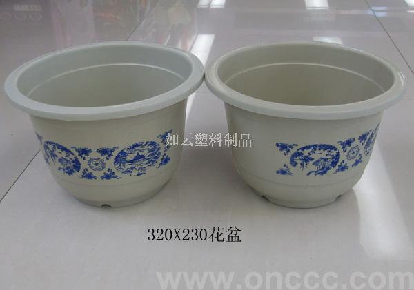 Wholesale supply of plastic flower POTS imitation blue and white porcelain flower POTS 280X210 flower POTS