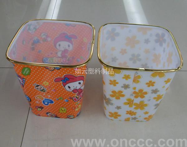 批发供应塑料金边方纸筒802垃圾桶