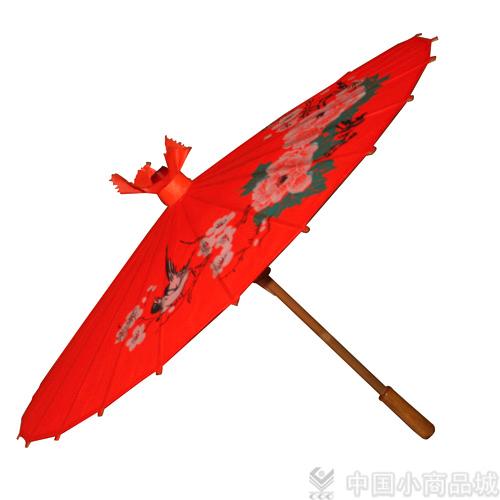 工艺伞跳舞伞红绸布竹架工艺花边伞