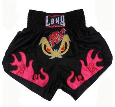 Full Embroidery Satin Muay Thai Shorts Boxing Pants Sanda Training Clothing Clothing Pants Martial Arts Show Competition