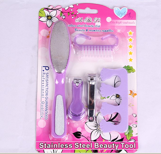 5 sets of pedicure tools, such as peeling, demultifying, finger-dividing, nail washing and brush, etc