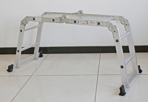 加厚伸缩钢管梯折迭铝合金梯子人字4X4 大关节多功能梯子产品图