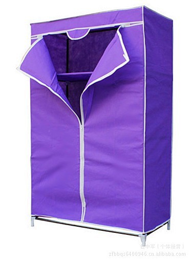 厂家直销宽横杆加固衣柜韩版T型布衣橱简易折叠衣柜收纳架鞋架产品图