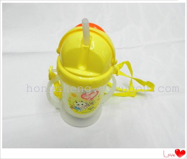 Children's water bottle, plastic water bottle, transparent water bottle, cute cartoon water bottle, portable children's water bottle, double-handled water bottle details Picture