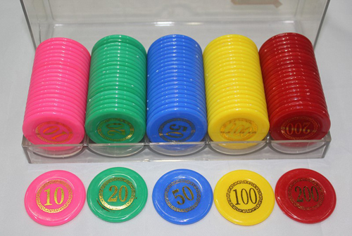 100 pieces of plastic chips in acrylic box with double-sided bronzing tape digital chips Specification drawing