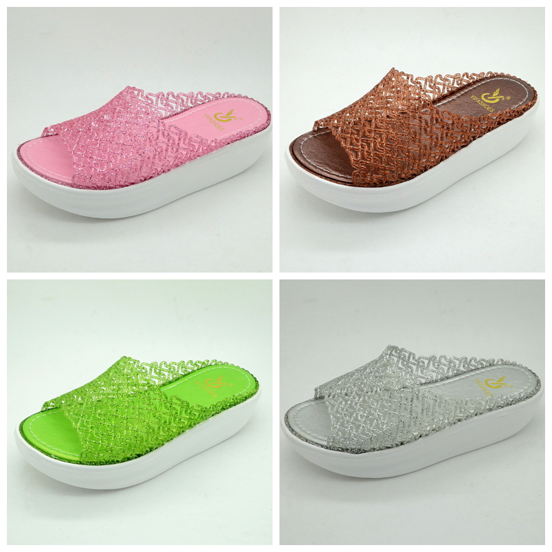 订单新款塑身鞋 镂空粹花鞋 摇摆果冻女拖鞋 坡跟鞋 女鞋产品图