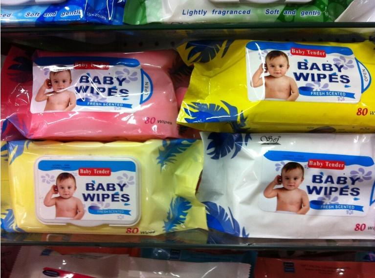 Self-produced and self-sold, foreign trade export, English packaging, old baby wet wipes, feather babies