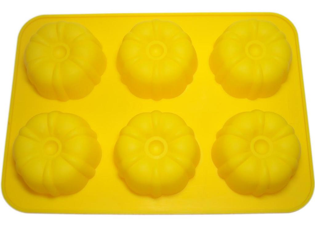 6 hole pumpkin mold, silicone cake mold, chocolate mold, ice mold, jelly mold, pudding mold thumbnail