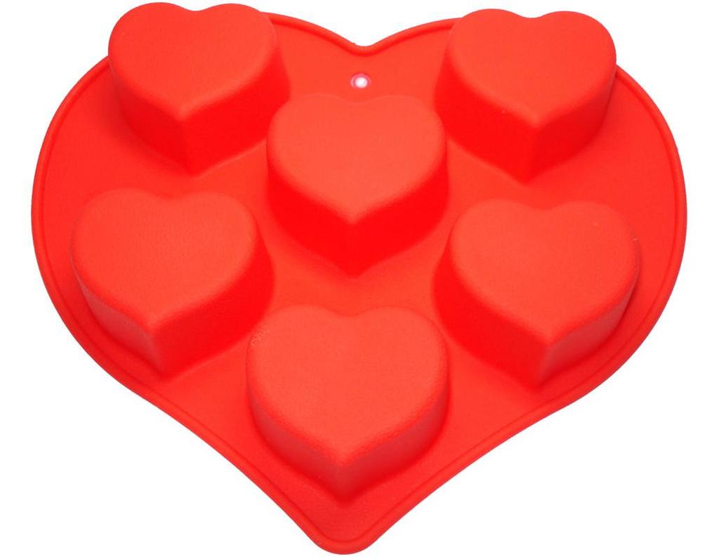 6-hole heart-shaped mold, silicone cake mold, chocolate mold, ice mold, jelly mold, thumbnail