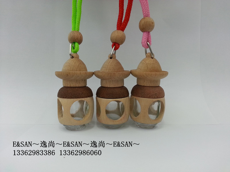 6ML小木房汽车挂件/香水瓶/玻璃瓶/空瓶子/木头挂件产品图