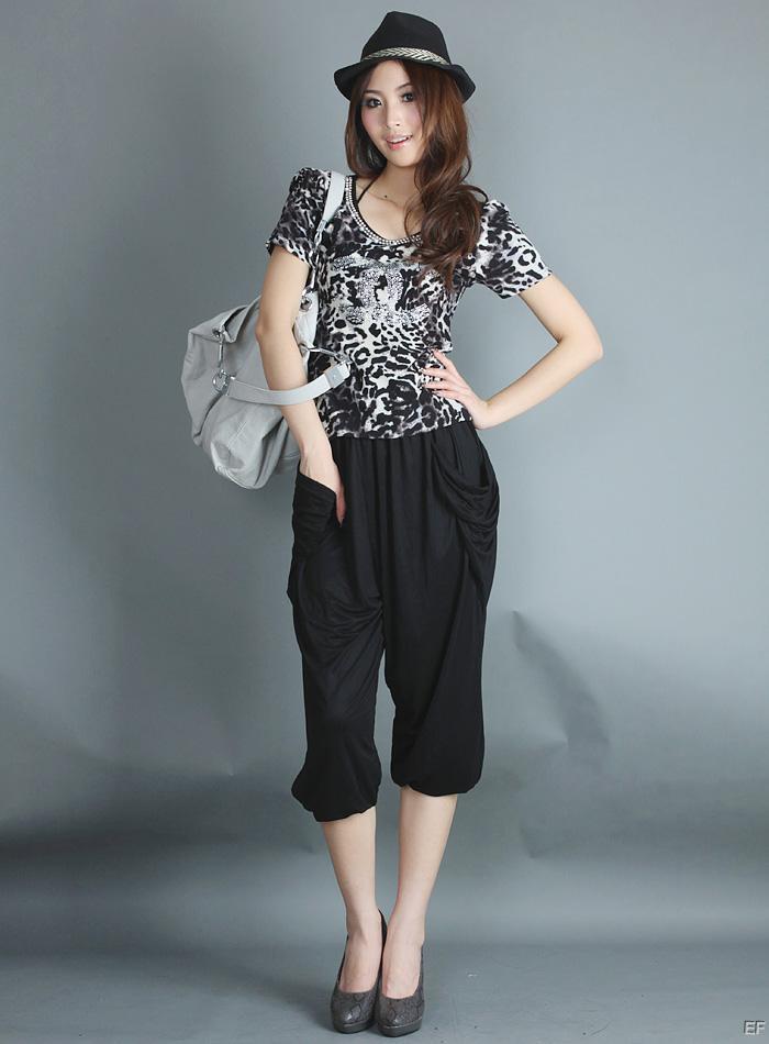 Wholesale of 2013 summer style Halon pants, 9-inch pants, chubby girls' pants, printed pants, Korean-style leggings details Picture