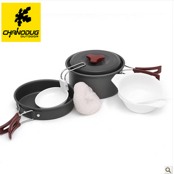 Xanoduji outdoor tableware set for 1-2 people, outdoor camping and barbecue equipment, folding picnic pot set