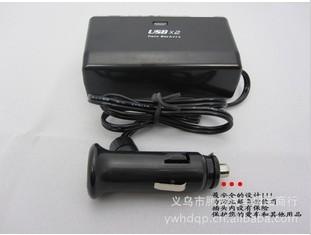 车载点烟器电源分支器一拖二带双USB点烟器/WF-0030