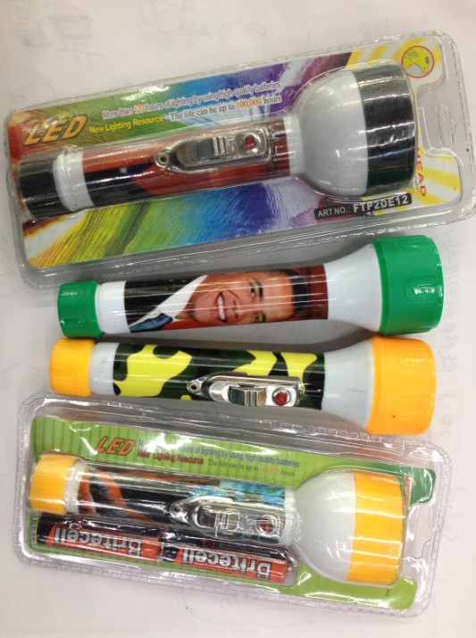 Pocket plastic flashlight, 6 1-card single card, Obama animal building, euro dollar printed, exported to Africa, 2AA battery details Picture