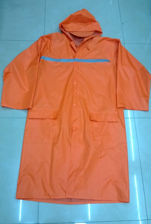 Polyester PVC raincoat reflective strips, adult raincoat and rain gear manufacturer