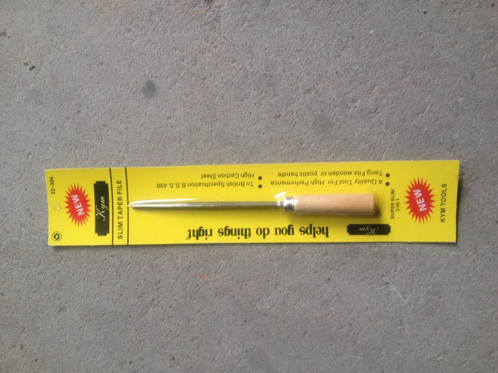 4-inch triangular file with wooden handle