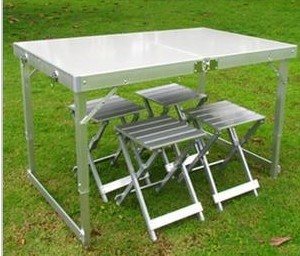 户外折叠桌椅 野餐桌 木质连体便携式宣传桌野营桌烧烤桌