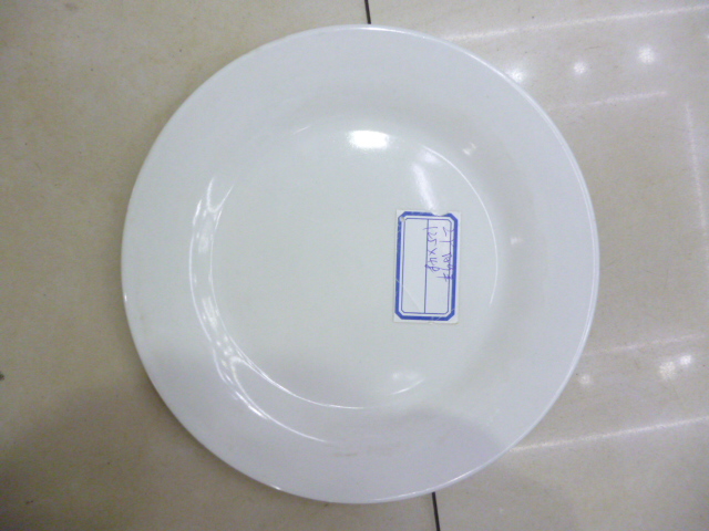 9-inch 23CM white round flat plate ceramic flat plate, made in Shandong Specification image