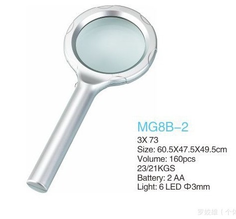 批发高品质带6颗LED灯照明手持式高清阅读放大镜