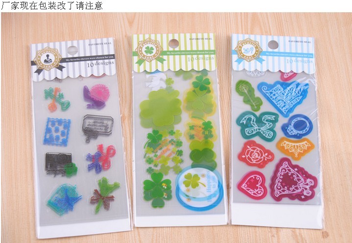 日韩款文具 清新可爱PVC透明贴纸 DIY手机贴 卡通日记贴纸贴画S细节图