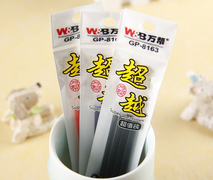 Wholesale of Wanbang 8163 type bagged 4 gel pen refilling and water pen refilling 0.5mm stationery Specification image