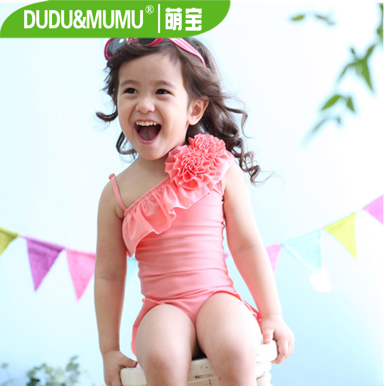 New children's swimsuit one-piece pink flower swimsuit parent-child swimsuit spa swimsuit with swimming cap thumbnail