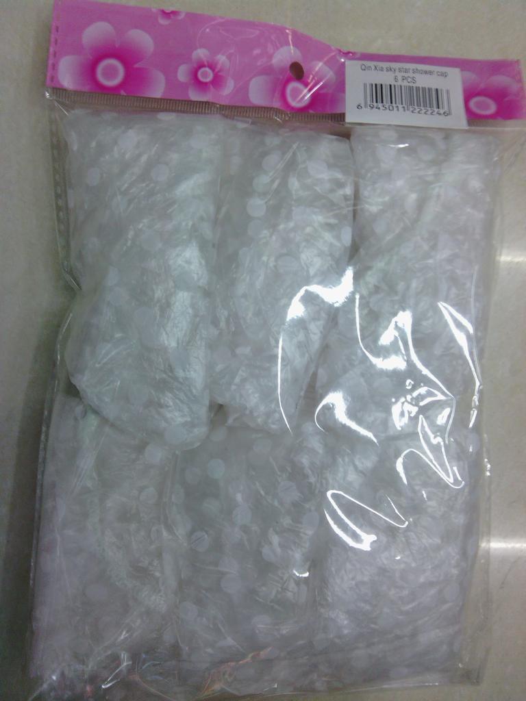 厂家直销6个包装白色白点浴帽产品图