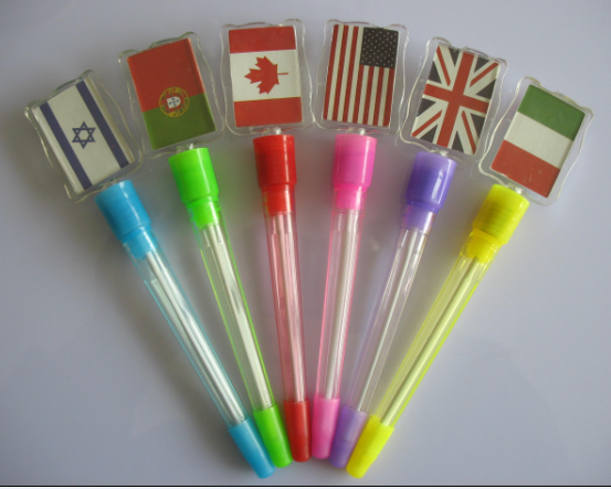 国旗 LOGO广告促销灯笔 闪光工艺圆珠笔笔
