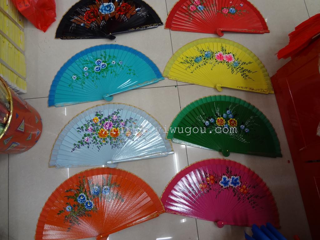 [Factory Direct Sales. Worker Gift Fan Hand-Painted Wooden Paint Fan Spanish Fan Multi-Color Welcome To Our Shop Order