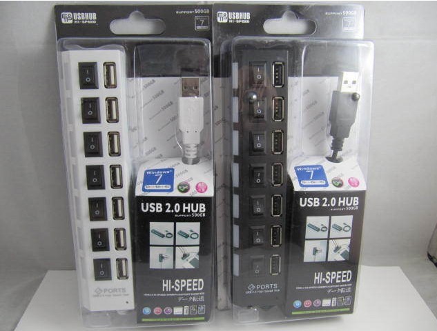 YC-006高速USB2.0版本 7口 HUB 带独立电源开关 HUB扩展器，可带硬盘HUB