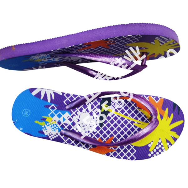 Purple summer Hainan-style coconut tree beach flip-flop sandals are available details Picture