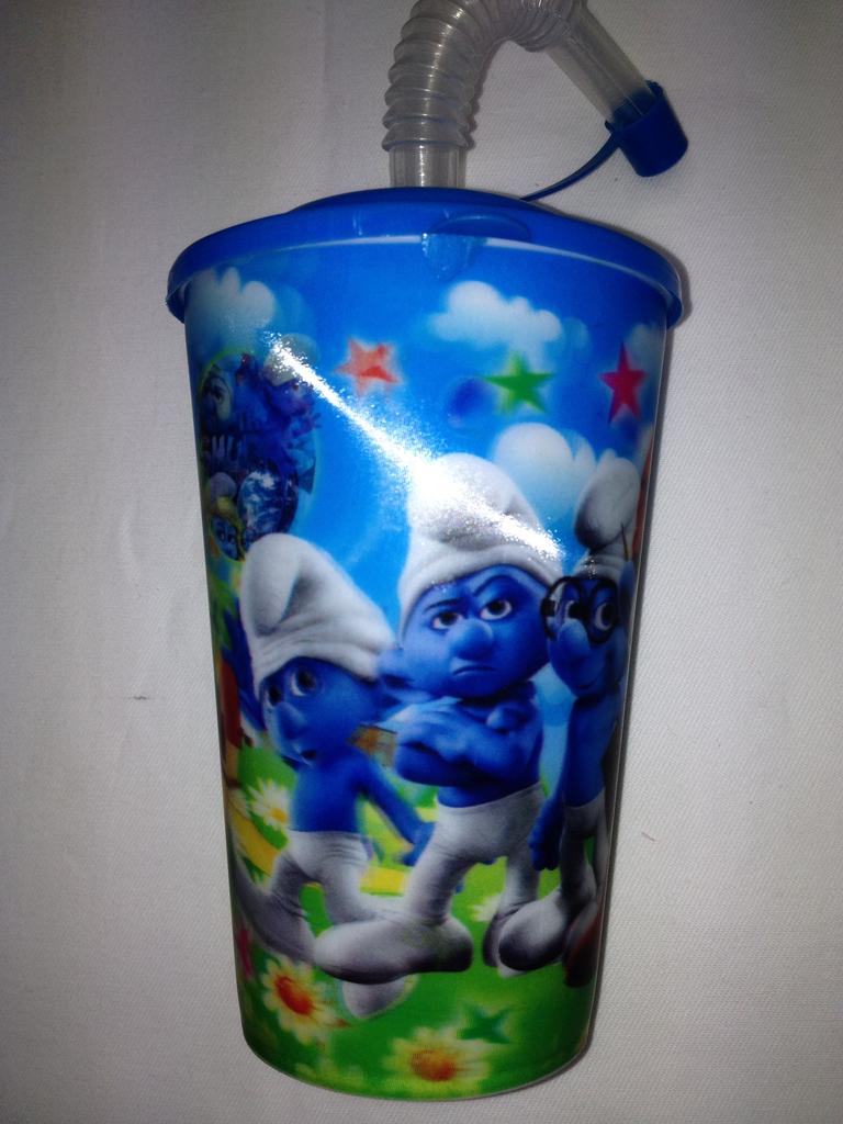 3D杯 吸管杯 迪斯尼 蓝精灵 图案可变