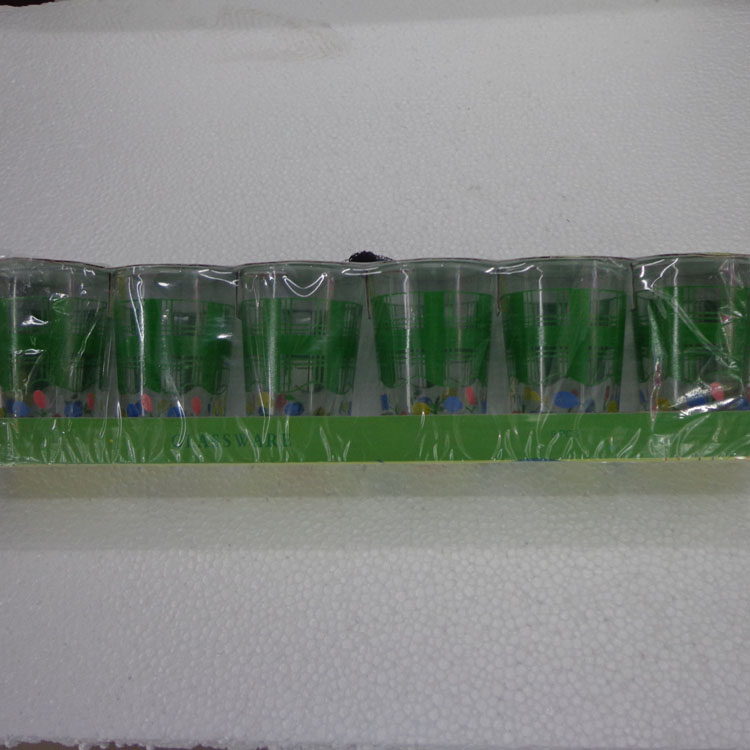 【厂家直销】玻璃杯 1058印花6个装条形套装杯 广告促销杯细节图