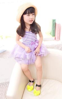 Girls Vest Dress A Generation Of June 1 Summer Children's Tulle Skirt Colorful Striped Bow Pompadour Skirt details Picture