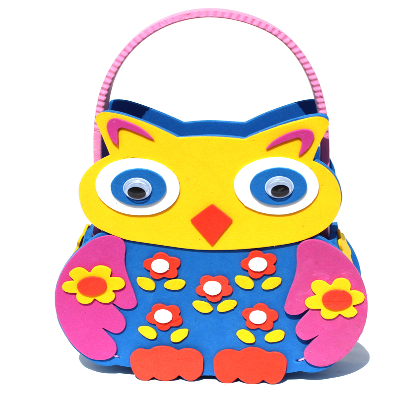 厂家自销新款EVA儿童手工提包 立体贴画缝制包 卡通动物包产品图