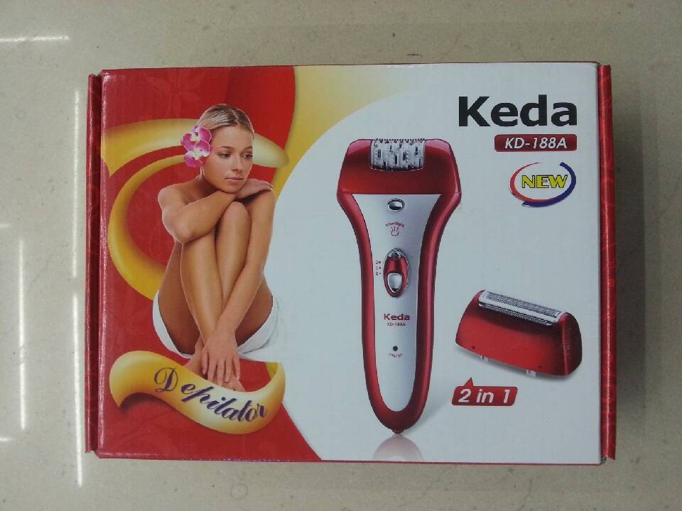 Keda KD-188A red rechargeable hair remover/Hair Remover 2-in-1 hair pulling and hair removal device