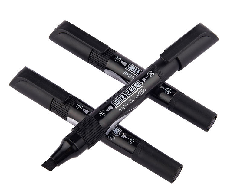 The Bok marker pen MP212 is a black, blue and red double-headed large-tipped pen that can be refilled with ink Specification image