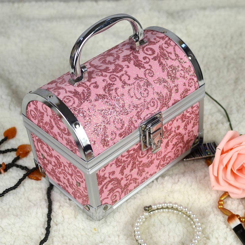 Guanyu Korean version of hand - held mirror with lock multi - drawer professional cosmetic case jewelry box