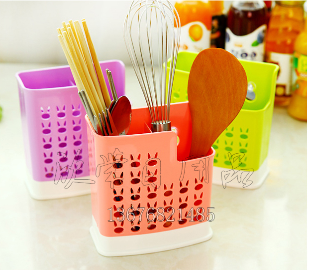 防霉沥水筷子盒 塑料双格筷子筒 筷子架笼 餐具笼/架