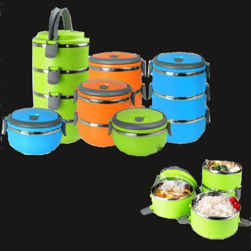 保温饭盒 不锈钢手提可爱便当盒 圆形饭盒 带饭的盒子