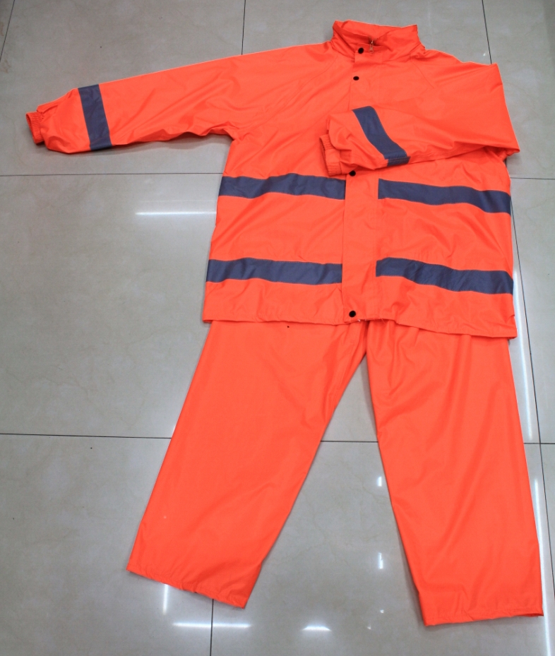 Polyester PVC reflective raincoat suit