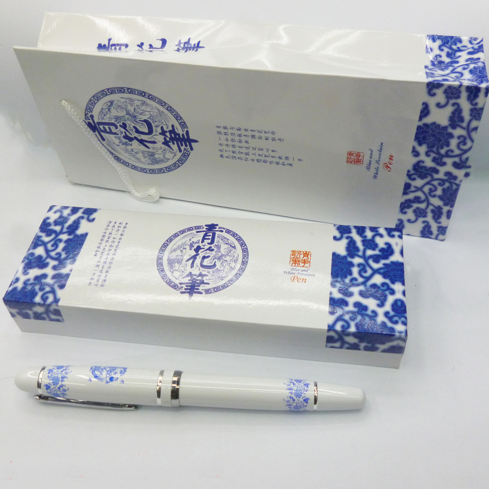 Blue and white porcelain set, two-piece blue and white porcelain pen and business card case, business promotion, conference and school anniversary gift set Specification image
