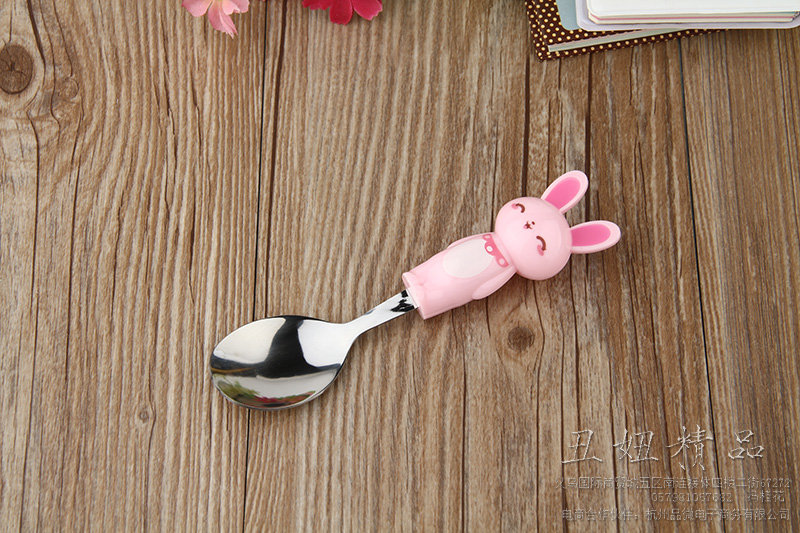 Boutique small white Rabbit handle soup spoon stainless steel soup spoon tableware cartoon soup spoon thumbnail