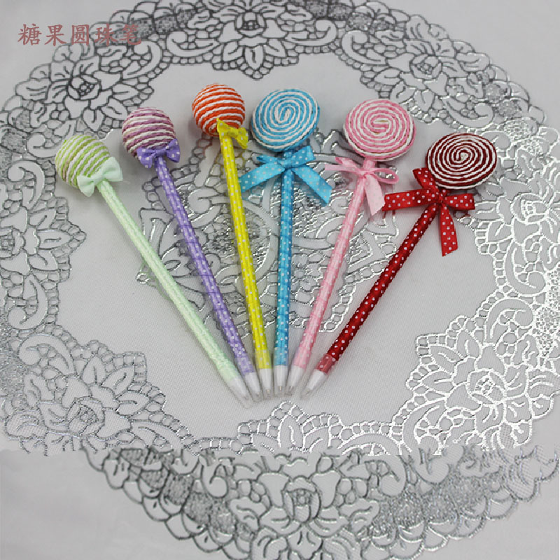 Korean creative gift: Cute lollipop ballpoint pen, fashionable and cute bow, eco-friendly ballpoint pen