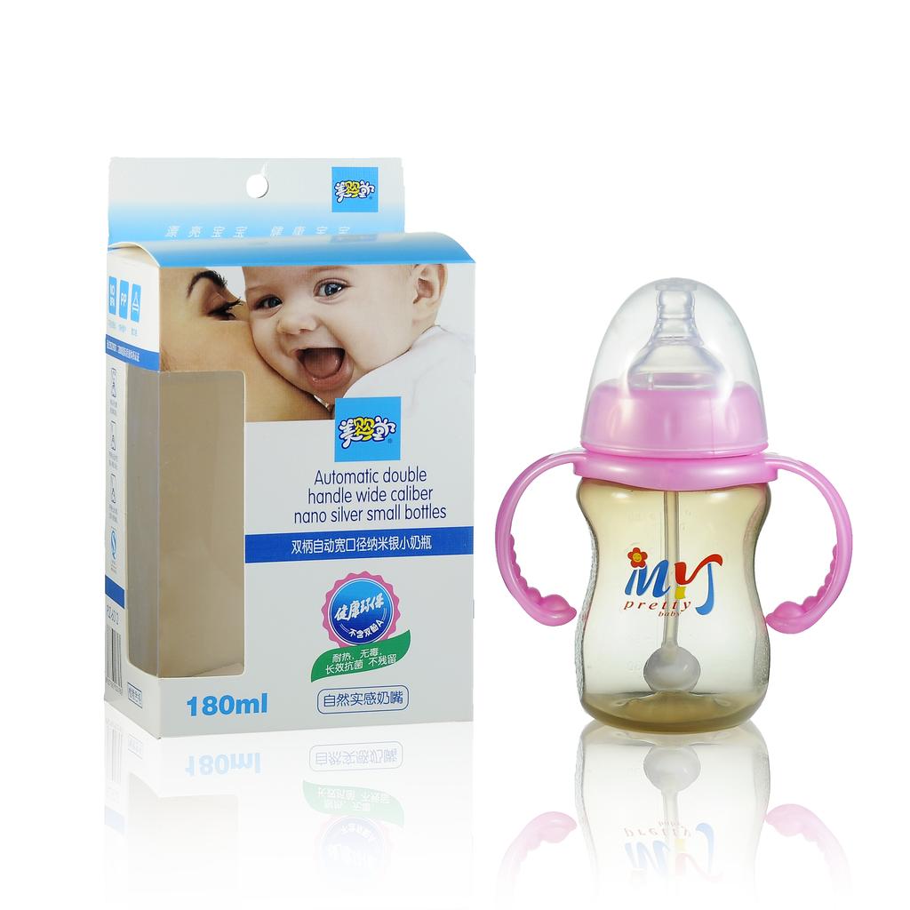 PJZ-6012 180ML双柄自动宽口径纳米银小奶瓶