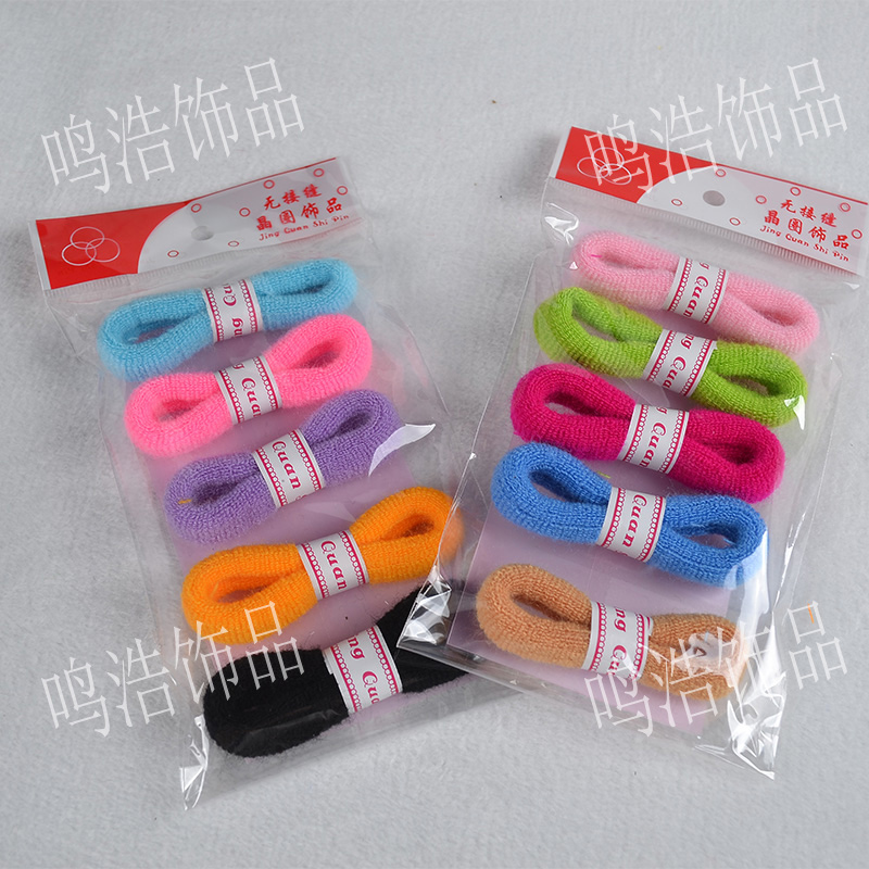 Wholesale of Korean-style candy-colored seamless high-elasticity rubber band extra-large widened cotton yarn hair ties Specification image