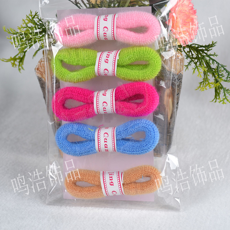 Wholesale of Korean-style candy-colored seamless high-elasticity rubber band extra-large widened cotton yarn hair ties details Picture