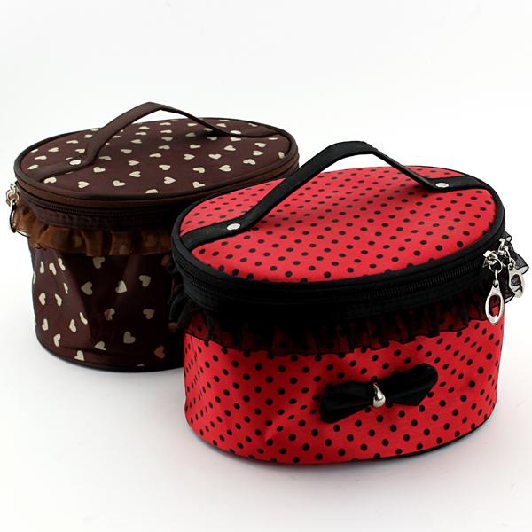 花边化妆包 女式圆点蕾丝边化妆包 手提收纳包